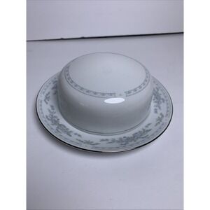 Vintage Somerset By NL Excel Covered Butter Dish Floral Silver Trim